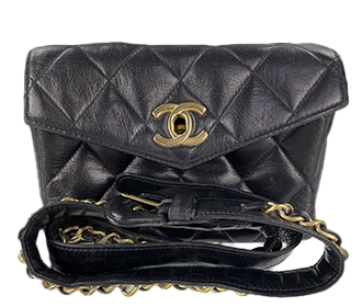 マトラッセ ラムスキン ゴールド金具 ブラック ウエストポーチ