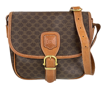 マカダム PVC レザー ブラウン ショルダーバッグ