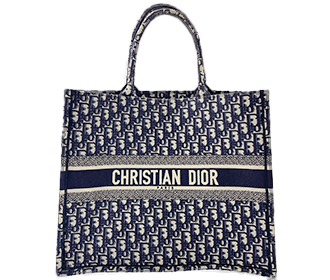 ブックトート ラージ オブリーク エンブロイダリー キャンバス ネイビー トートバッグ