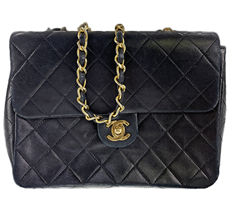 マトラッセ 20㎝ ラムスキン ブラック ショルダーバッグ