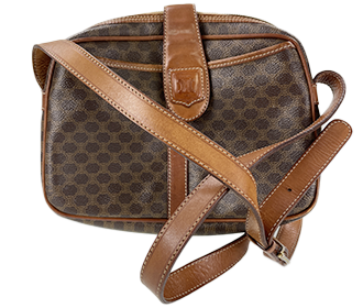 マカダム PVC レザー ブラウン ショルダーバッグ