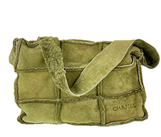 チョコバー ムートン グリーン ショルダーバッグ