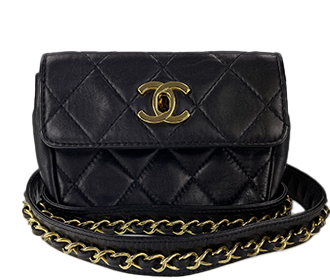 マトラッセ ラムスキン ゴールド金具 ブラック ウエストポーチ