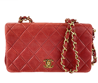 マトラッセ 18㎝ ラムスキン レッド チェーン ショルダーバッグ