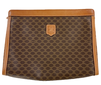 マカダム PVC レザー ブラウン クラッチバッグ