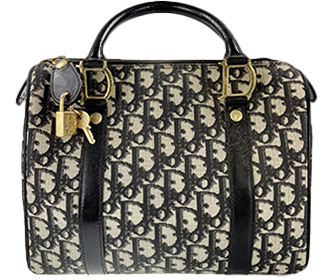 トロッター キャンバス パテント レザー ブラック ミニボストンバッグ