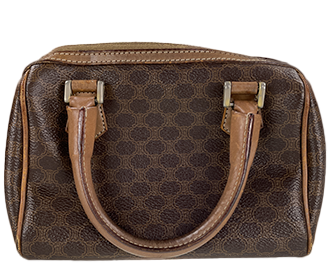 マカダム PVC レザー ブラウン ミニ ボストンバッグ