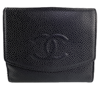 キャビアスキン レザー ブラック 二つ折り 財布