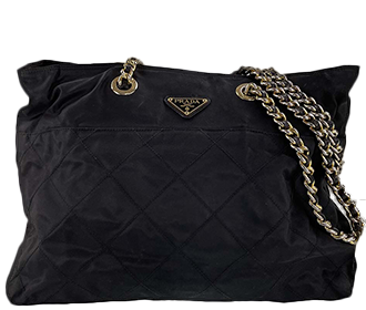 ナイロン ブラック チェーン トートバッグ