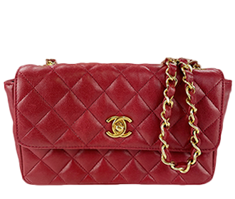 マトラッセ 19㎝ ラムスキン レッド チェーン ショルダーバッグ