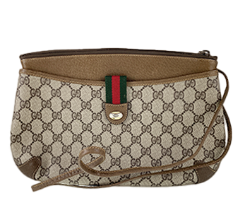 オールドグッチ シェリーライン PVC レザー ベージュ ブラウン ショルダーバッグ