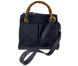 バンブー スエード レザー ブラック 2WAY ハンドバッグ