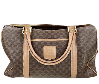 マカダム PVC レザー ブラウン ボストンバッグ