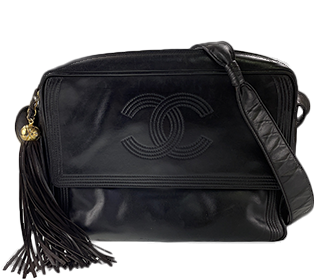 ラムスキン ココマーク フリンジ ブラック ショルダーバッグ 