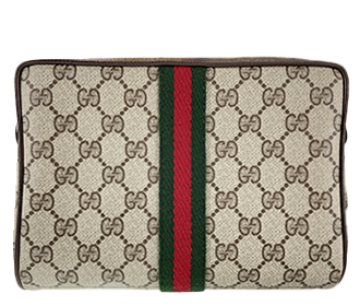 オールドグッチ シェリーライン PVC レザー ベージュ ブラウン セカンドバッグ