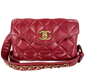 マトラッセ 17㎝ ラムスキン レッド ウエストバッグ