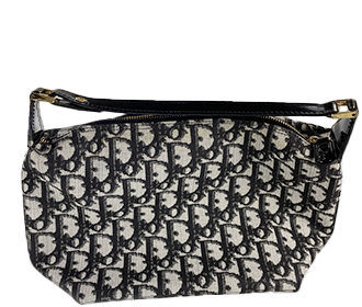 トロッター キャンバス レザー ブラック ハンドバッグ