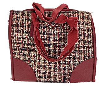 ツイード レザー レッド ハンドバッグ