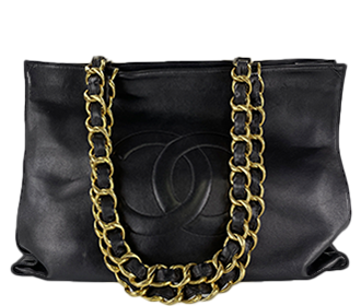 ココマーク ラムスキン ブラック チェーン トートバッグ