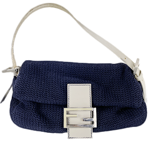 マンマバゲット ウール レザー ネイビー ショルダーバッグ