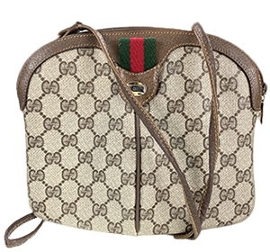 オールドグッチ シェリーライン PVC レザー ベージュ ブラウン ショルダーバッグ