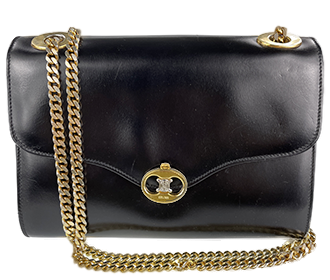 ブラゾン 金具 レザー ブラック チェーン ショルダーバッグ