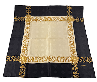 シルク アイボリー ネイビー スカーフ