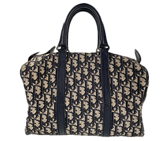 トロッター キャンバス レザー ネイビー ベージュ ハンドバッグ