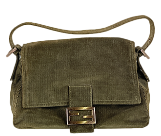 マンマバゲット コーデュロイ グリーン ショルダーバッグ