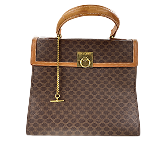 マカダム ガンチーニ PVC レザー ブラウン ハンドバッグ