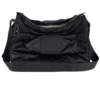 スポーツライン ナイロン レザー ブラック ショルダーバッグ