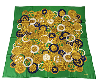 シルク グリーン ゴールド スカーフ