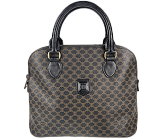 マカダム PVC レザー ブラック ハンドバッグ