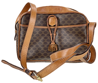 マカダム PVC レザー ブラウン ショルダーバッグ