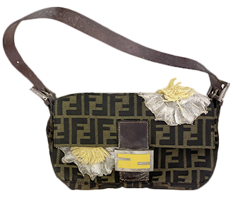 マンマバゲット ズッカ 花柄刺繡 キャンバス レザー ショルダーバッグ