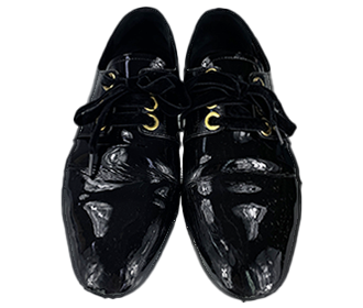 パテント ブラック ベロアリボン ドレスシューズ