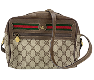 オールドグッチ シェリーライン PVC レザー ベージュ ブラウン ショルダーバッグ