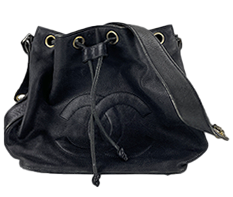 キャビアスキン CCロゴ ブラック チェーン 巾着 ショルダーバッグ