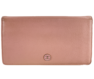 キャビアスキン ココボタン ピンク 二つ折り 長財布 A20904