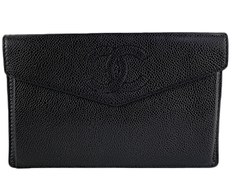 キャビアスキン CCロゴ ブラック クラッチバッグ