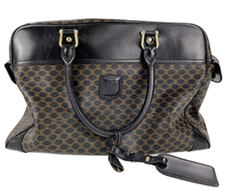 マカダム PVC レザー ブラック ボストンバッグ