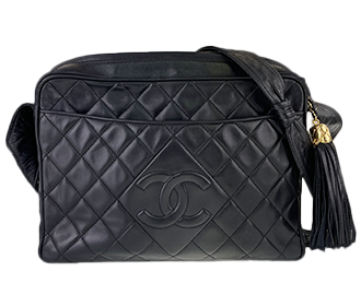 マトラッセ 27ccm フリンジ ラムスキン ブラック ショルダーバッグ