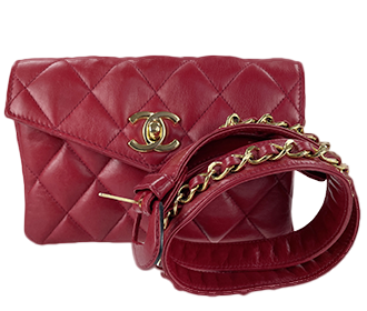 マトラッセ 17cm ラムスキン レッド ウエストバッグ