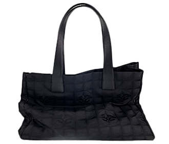 ニュートラベルライン ナイロンジャガード レザー ブラック トートバッグ