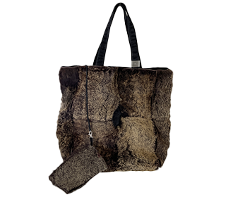 ラパン スエード ブラウン ブラック トートバッグ