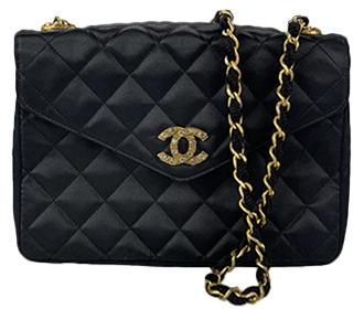 マトラッセ サテン ブラック ショルダーバッグ