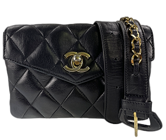 マトラッセ 17cm ラムスキン ブラック ウエストバッグ