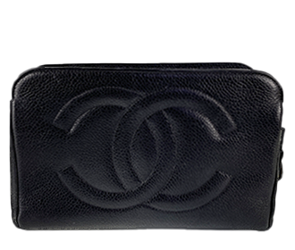 キャビアスキン CCロゴ ブラック ポーチ