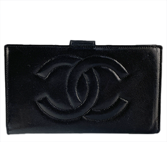 ラムスキン CCロゴ ブラック 二つ折り 財布