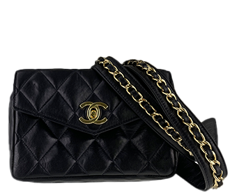 マトラッセ 17cm ラムスキン ブラック ウエストバッグ